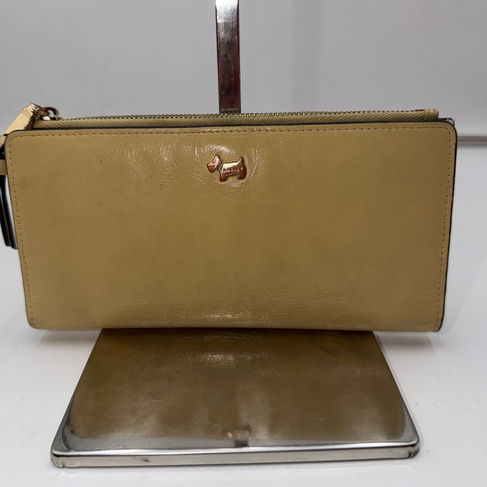 Radley London Leather Slim Matinee Wallet Tan White Gold Scottie Dog Logo